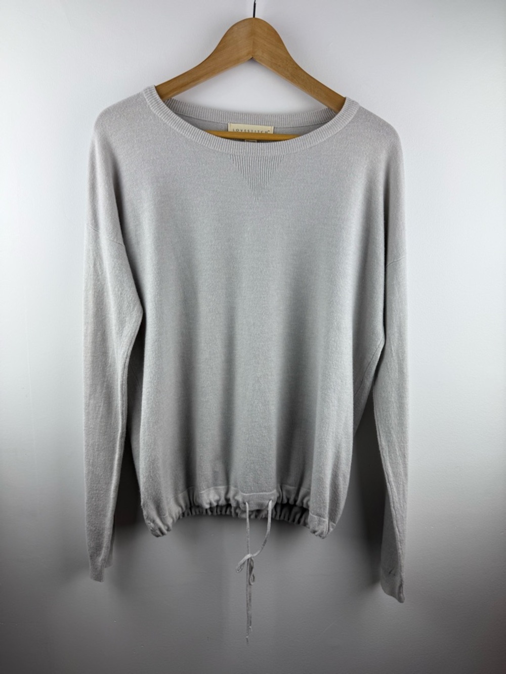 Lovestitch Silver Cloud Knit Adjustable Hem Pullover Sweater Size M